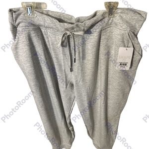 NWT shape activewear white Heather jogging pants with drawstring and pockets 2x